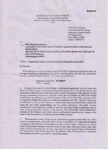 FCRA Registration Certificate